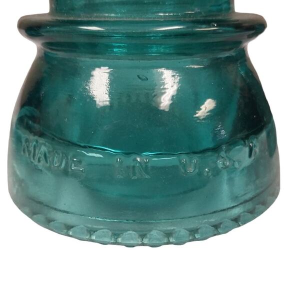 Set of 3 Vintage 1898 Hemingray 42 Heavy Clear Made In USA Blue Glass Insulators - Picture 6 of 8